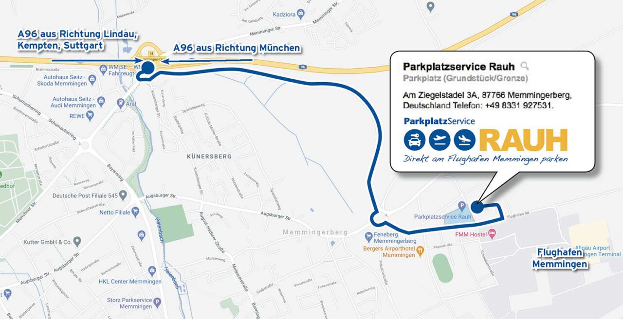Parken Am Flughafen Memmingen Rauh parkplatzservice-rauh.de